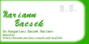 mariann bacsek business card